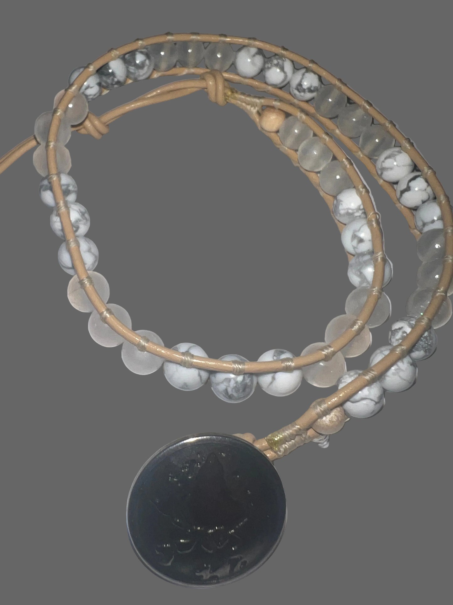 Howlite & Selenite Double Wrap Bracelet