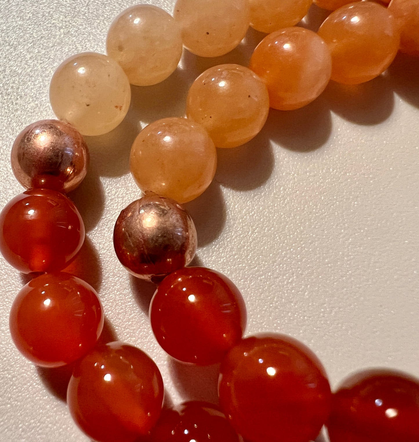 Carnelian & Orange Aventurine (For manifesting, courage, increase energy, gives sense of security) * Sacral Chakra