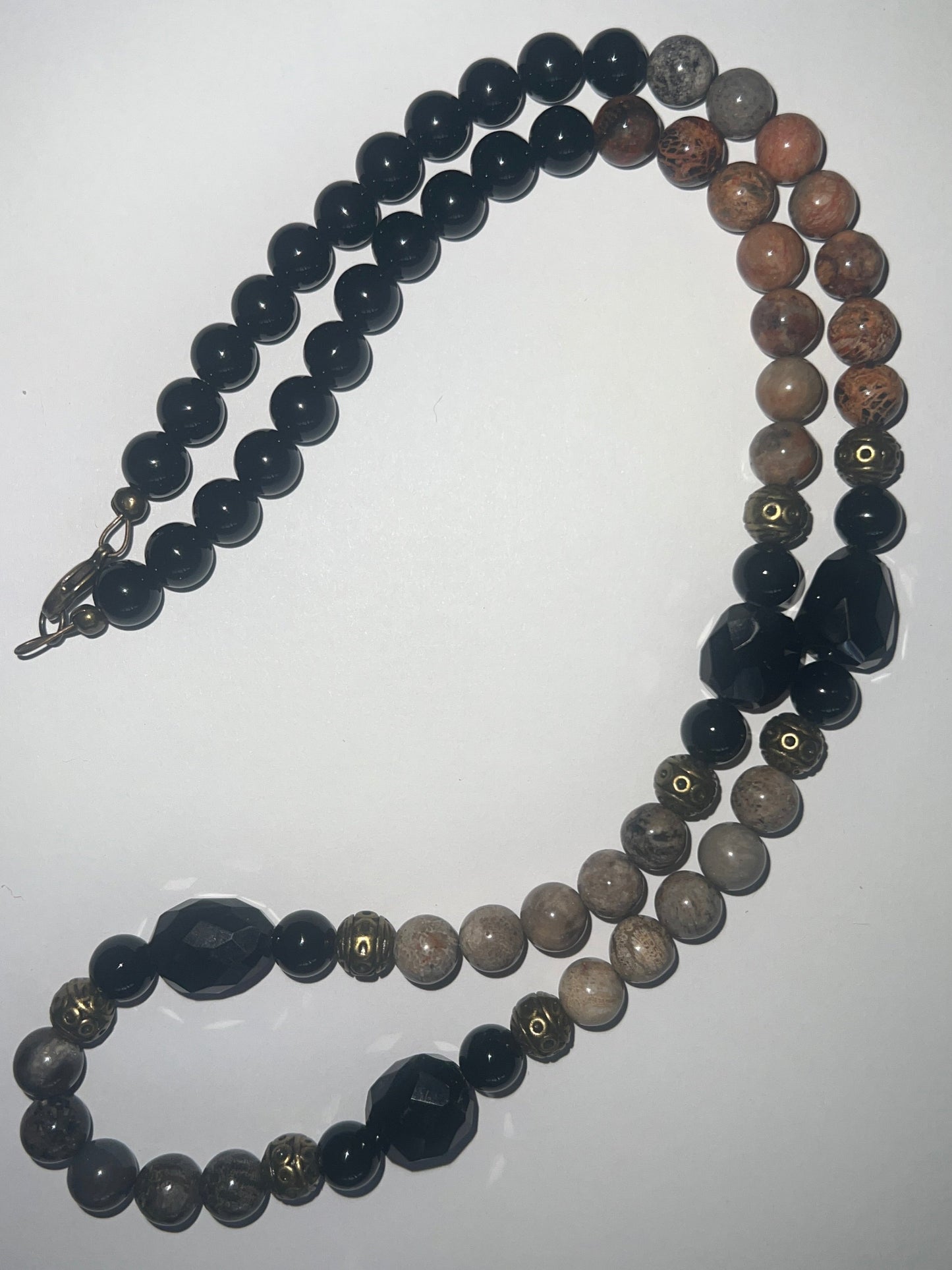 Coral Jasper & Onyx Necklace