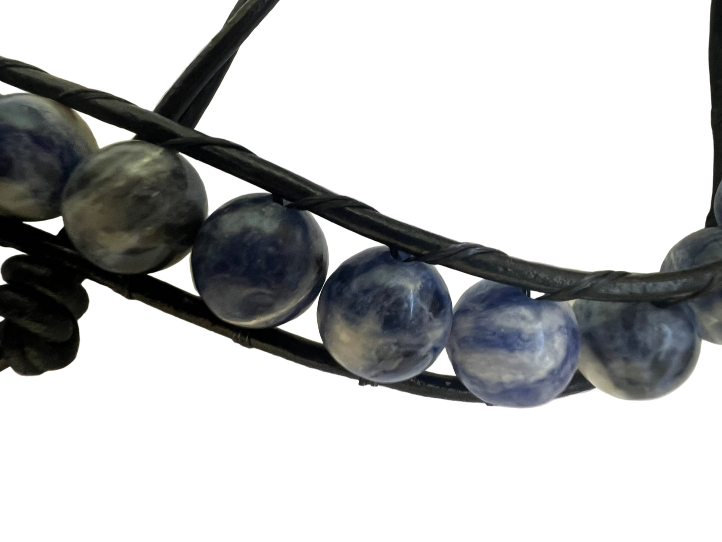 Sodalite Single Wrap Bracelet with World Button (Throat Chakra)