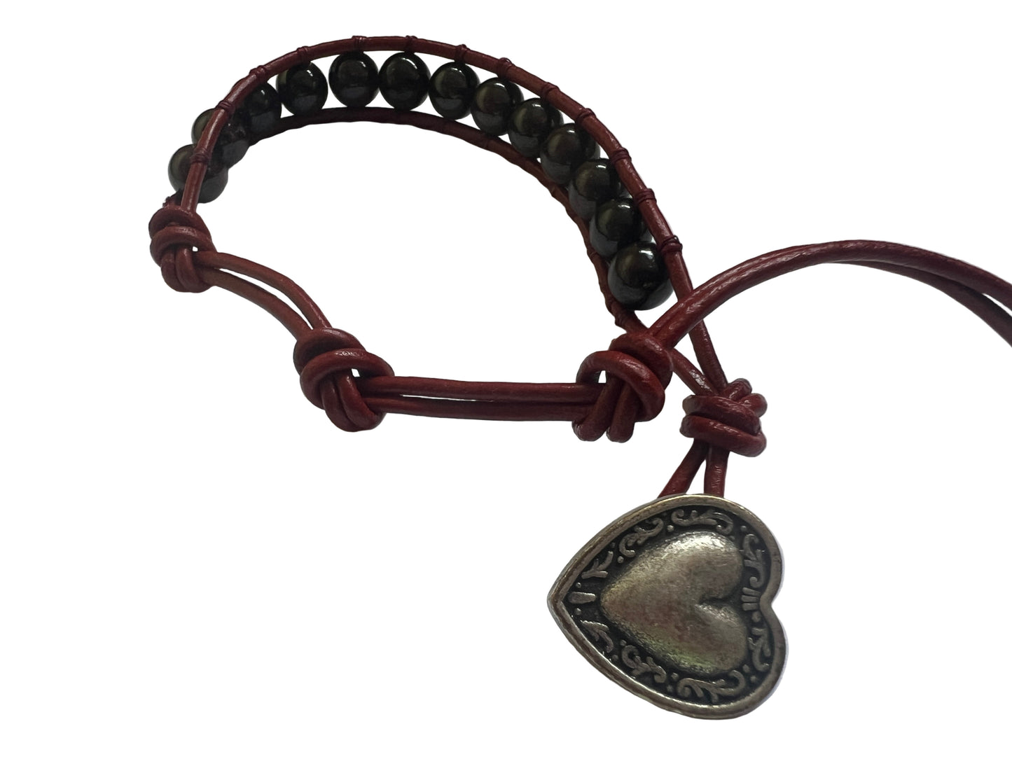 Garne, Single Wrap Bracelet with Heart Button