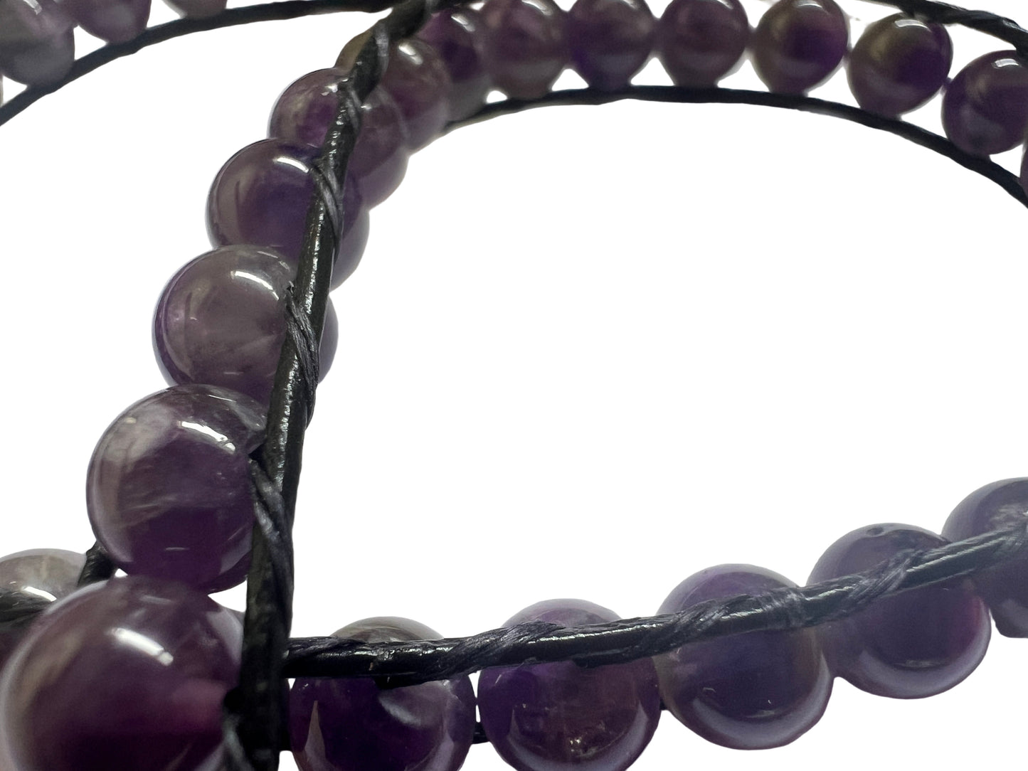Amethyst Double Wrap Bracelet with Paw Button