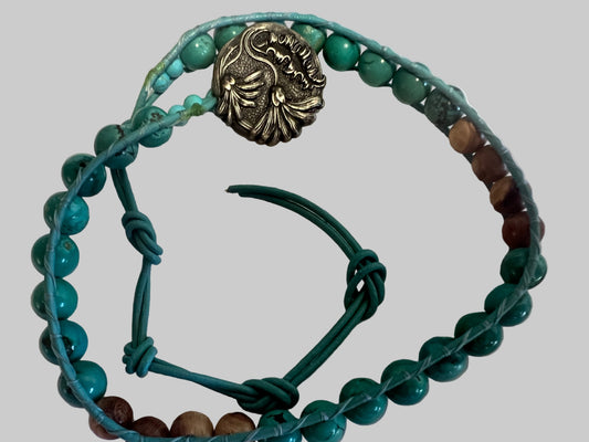 Turquoise Double Wrap with Flower Button