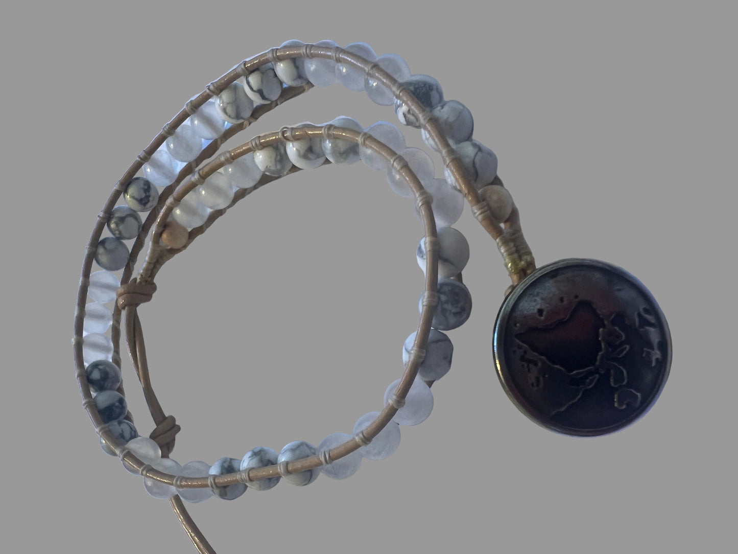 Howlite & Selenite Double Wrap Bracelet