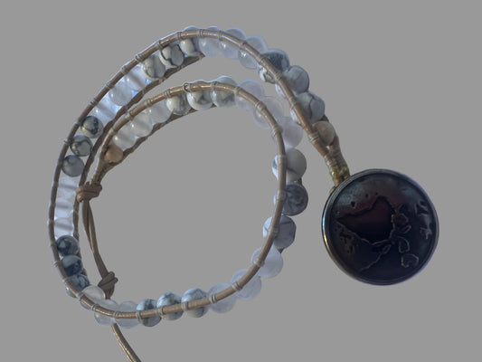 Howlite & Selenite Double Wrap Bracelet