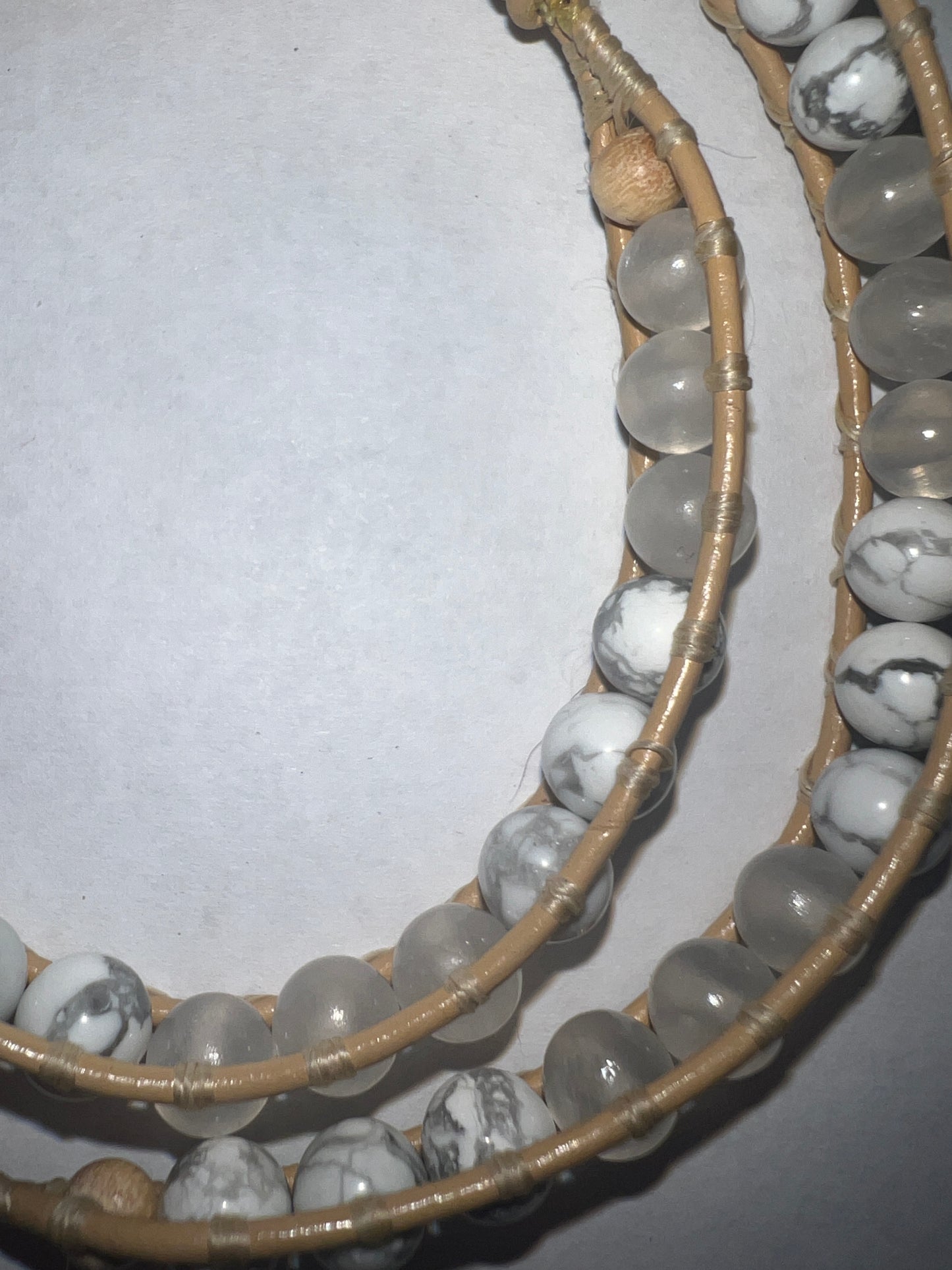 Howlite & Selenite Double Wrap Bracelet