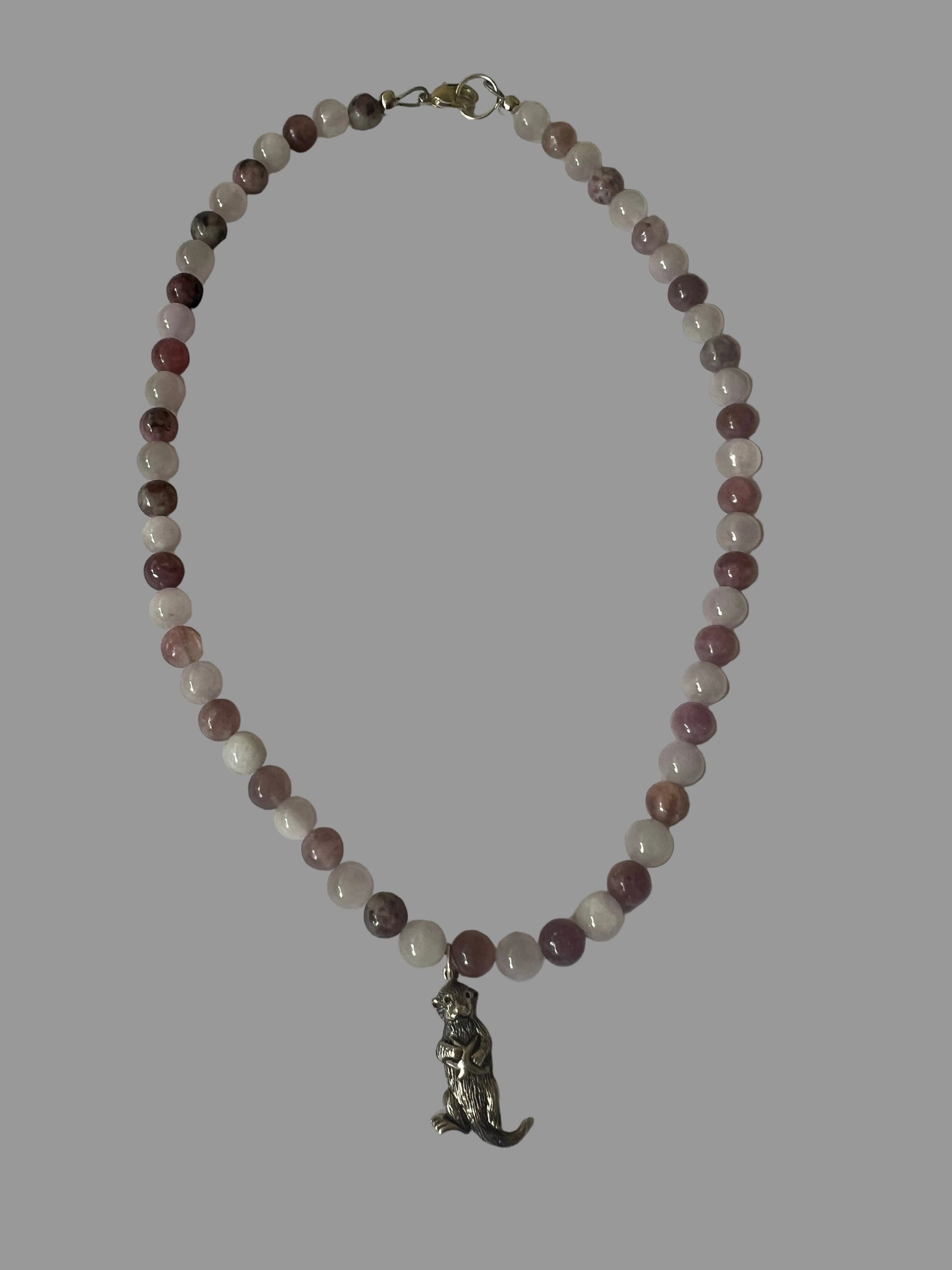 Kunzite & Lepidolite Otter Necklace