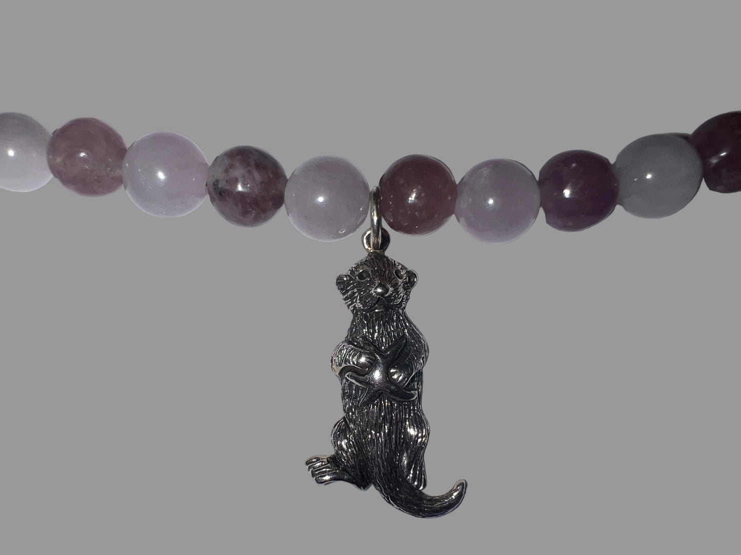 Kunzite & Lepidolite Otter Necklace